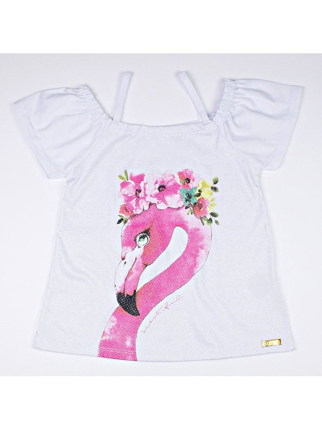 Blusa Infantil Blusa Flamingos Blusa Infantil Meia Malha Flamingo