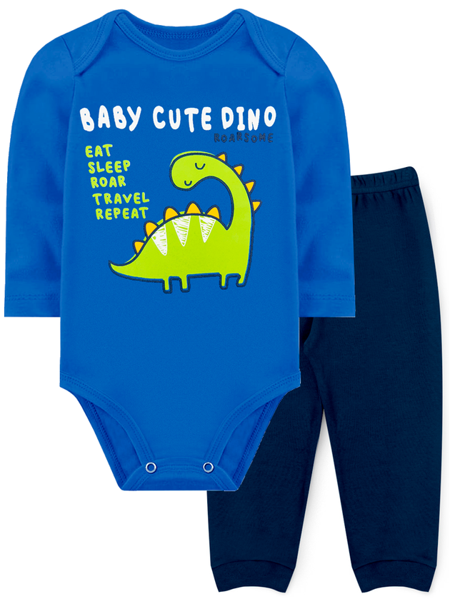 Conjunto Body Bebê Ribana Dino Dahelo 17303 Azul