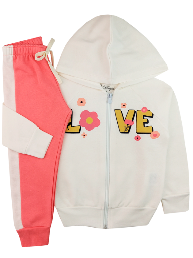 Conjunto Infantil Moletom Peluciado Love Mini Gente 20212 Off White
