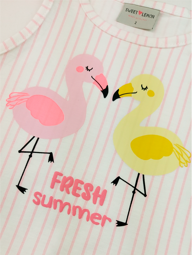 Conjunto Infantil Meia Malha Penteado Flamingo 19981 Off White