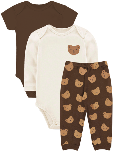 Kit Body Infantil 3 Peças Suedine Urso Somos Corujas 21700 Azul Jeans