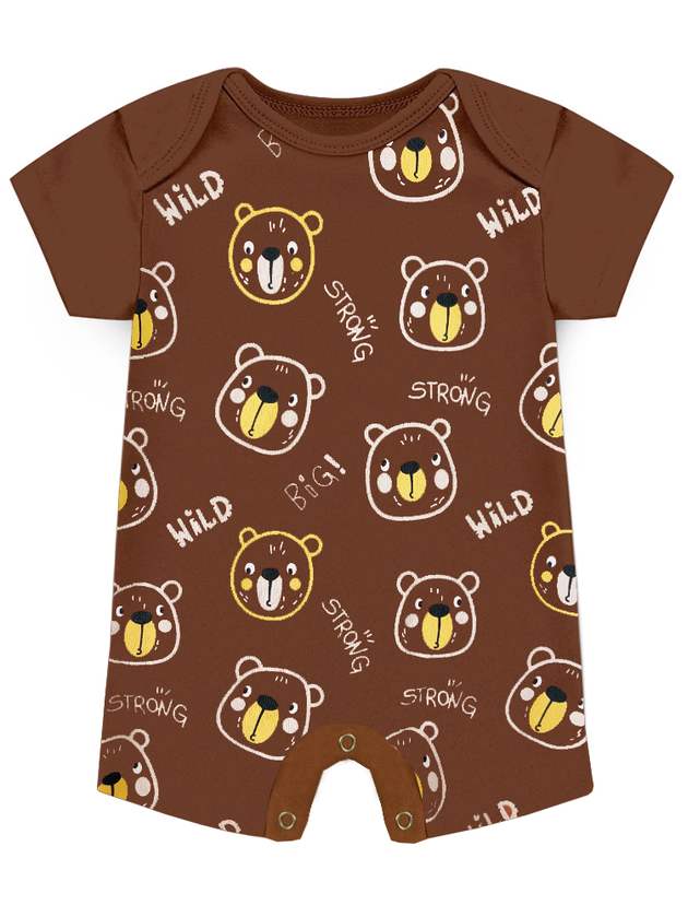 Kit Body Infantil 3 Peças Suedine Urso Somos Corujas 20917 Marrom