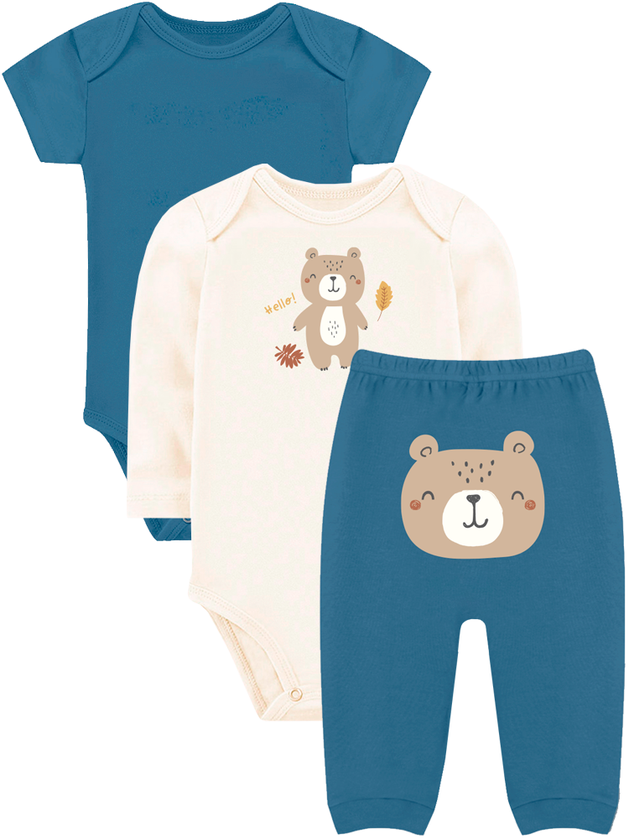 Body Somacy ル・シェール 200ml 3個セット Kit Body Infantil 3 Peças Suedine Urso Somos Corujas 21700 Azul Jeans