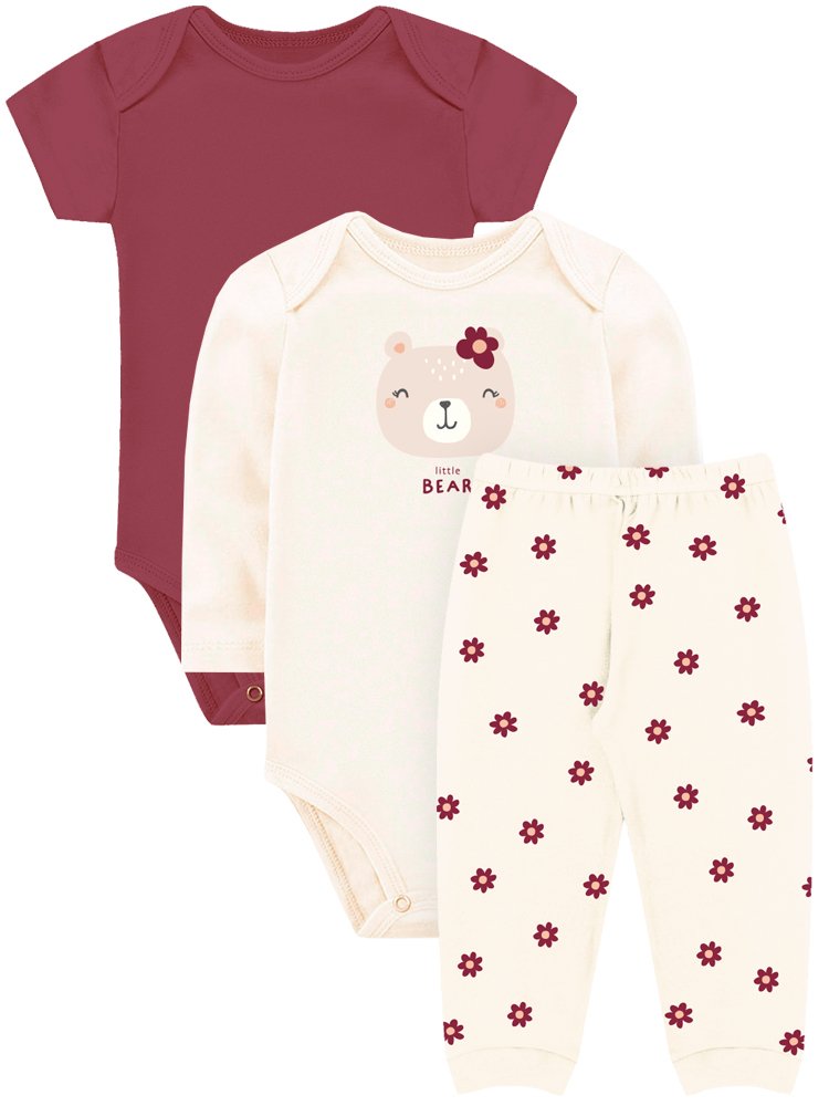 Kit Body Infantil 3 Peças Suedine Urso Somos Corujas 21700 Azul Jeans